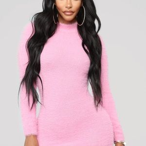 Cute Fashion Nova Pink Fuzzy Sweater Dress M